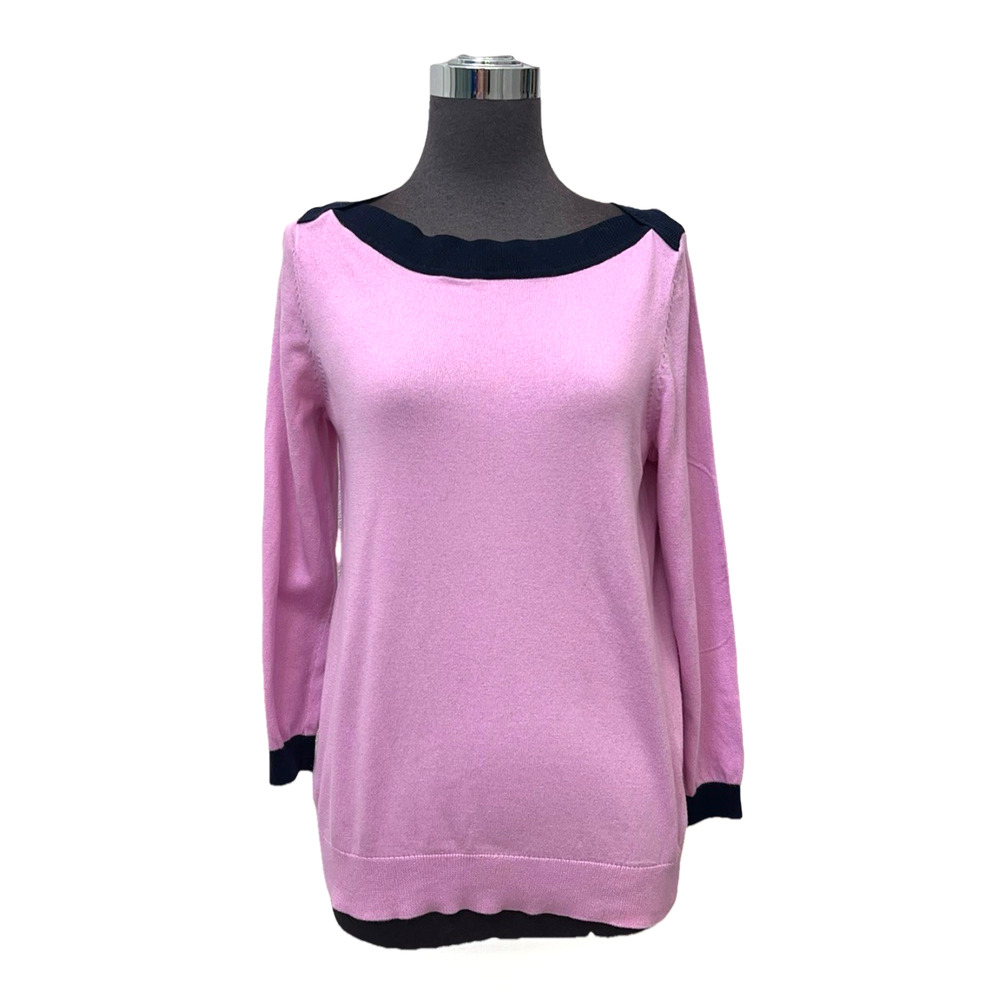 Boden Sweater Womens S Pink Cotton Boatneck 3/4 Sleeve Knit